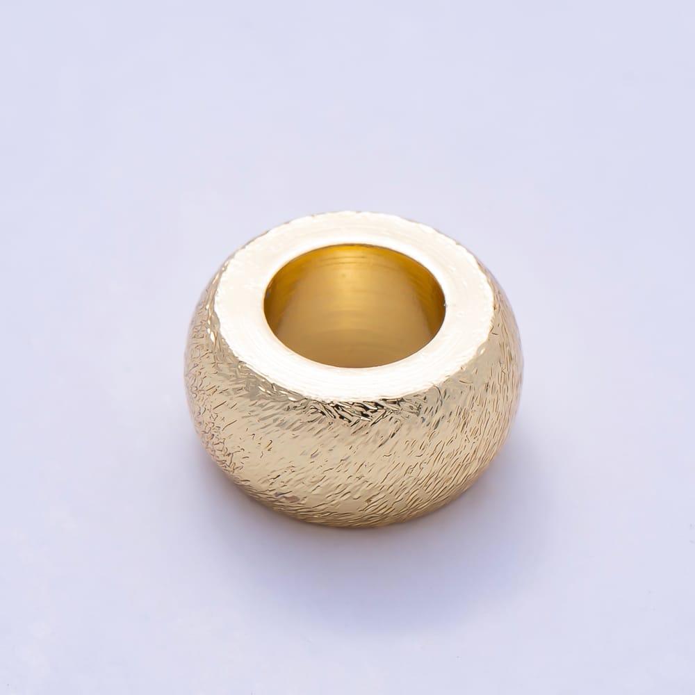 16K Gold Filled 12mm Brushed Textured Large Hole Rondelle Bead | Beads-00583