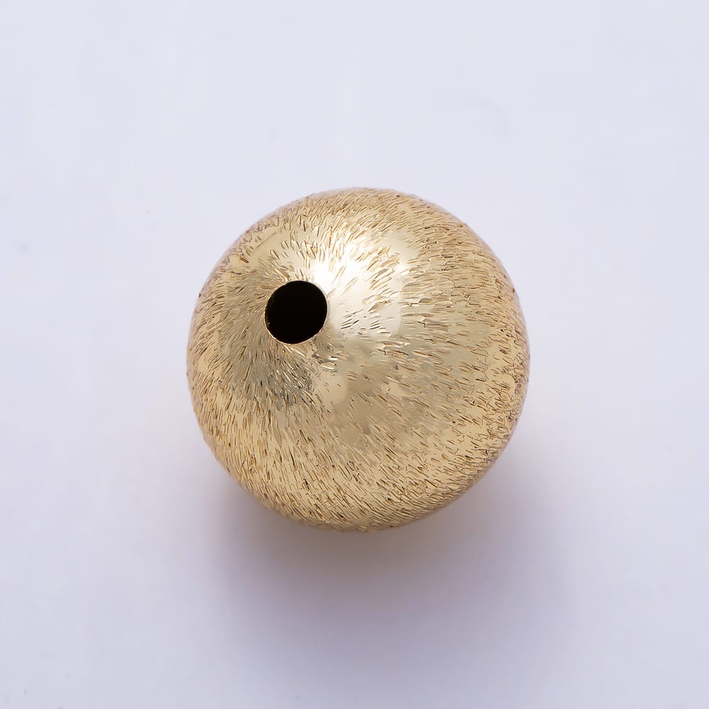 16K Gold Filled 16mm Wire-Textured Stippled Round Ball Spacer Bead | Beads-00592