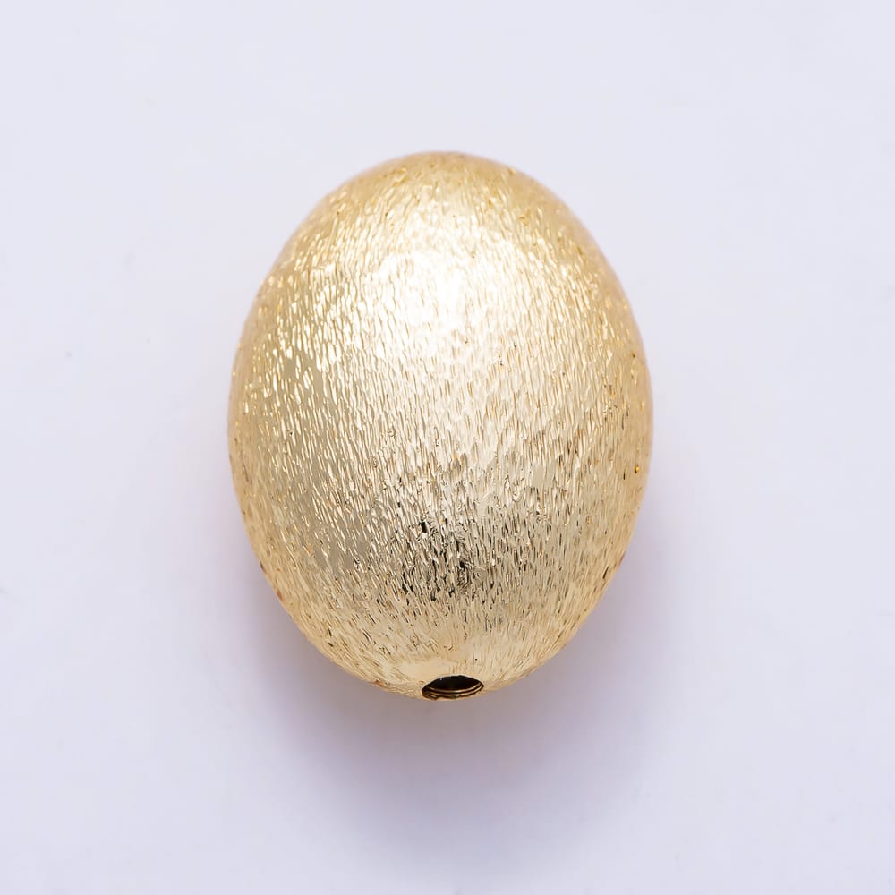 16K Gold Filled 25mm Wire Textured Stippled Olive Oval Spacer Bead | Beads-00593