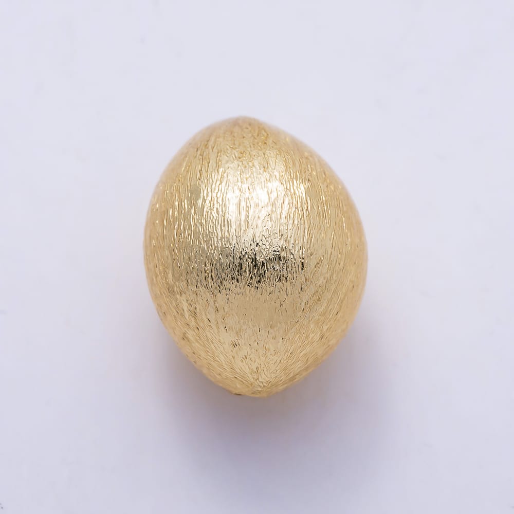 16K Gold Filled 29mm Textured Stippled Plump Rice Spacer Bead | Beads-00595