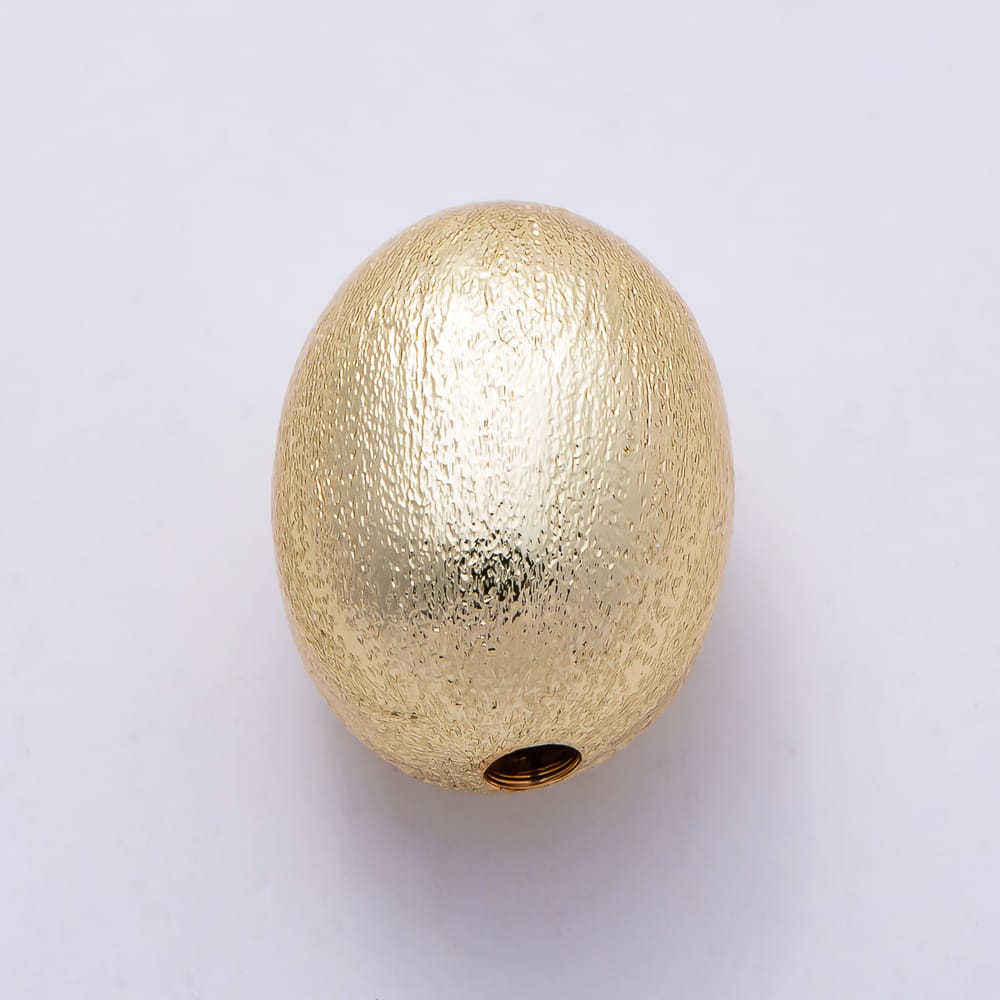 16K Gold Filled 16mm Fine Sandblasted Large Plump Olive Spacer Bead | Beads-00596