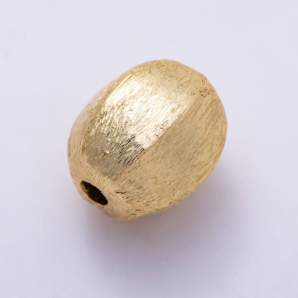 16K Gold Filled 14mm Wire Brushed Textured Horizontal Barrel Spacer Bead | Beads-00597