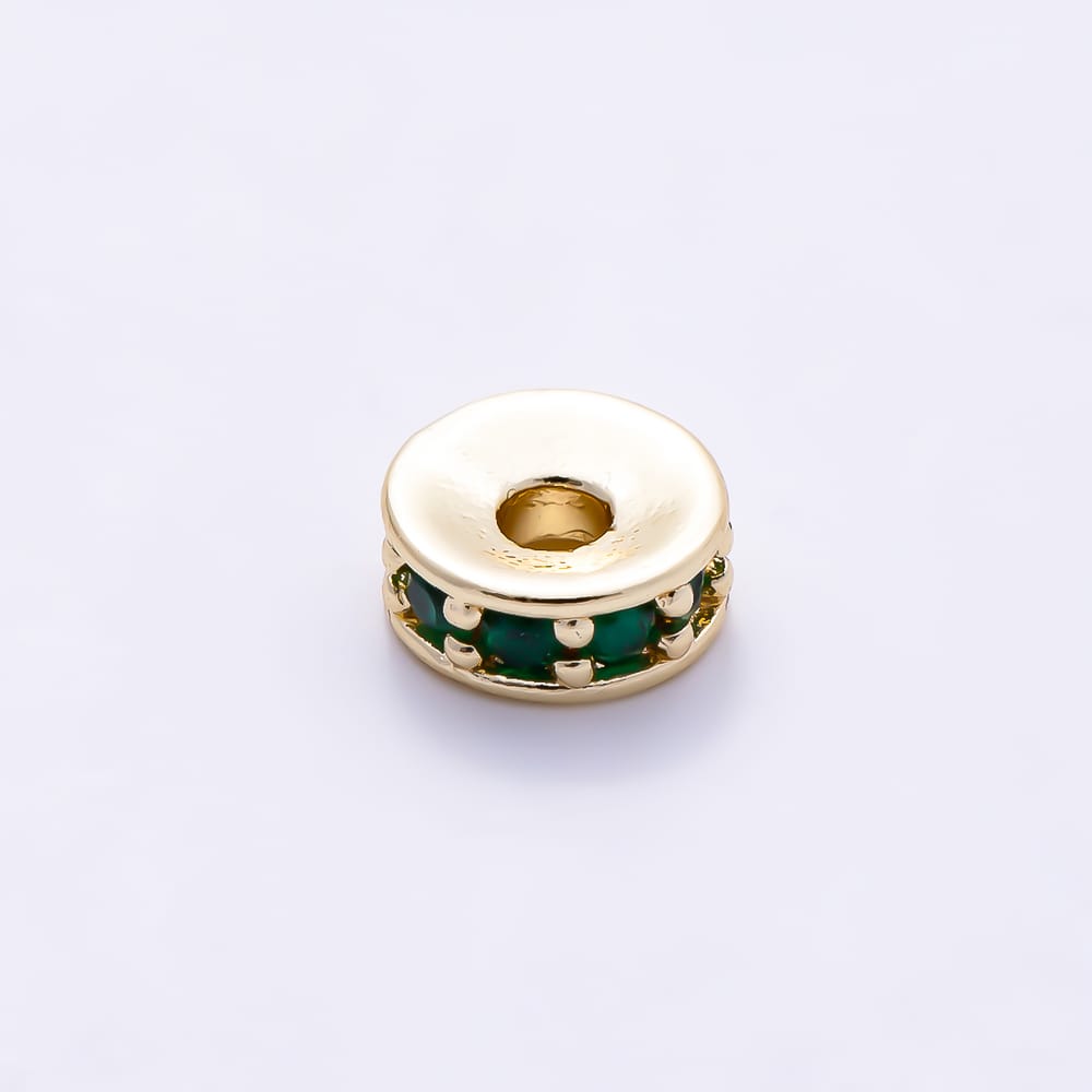 16K Gold Filled 5mm Colorful CZ Rondelle Wheel Spacer Bead | Beads-00603 -Beads-00606