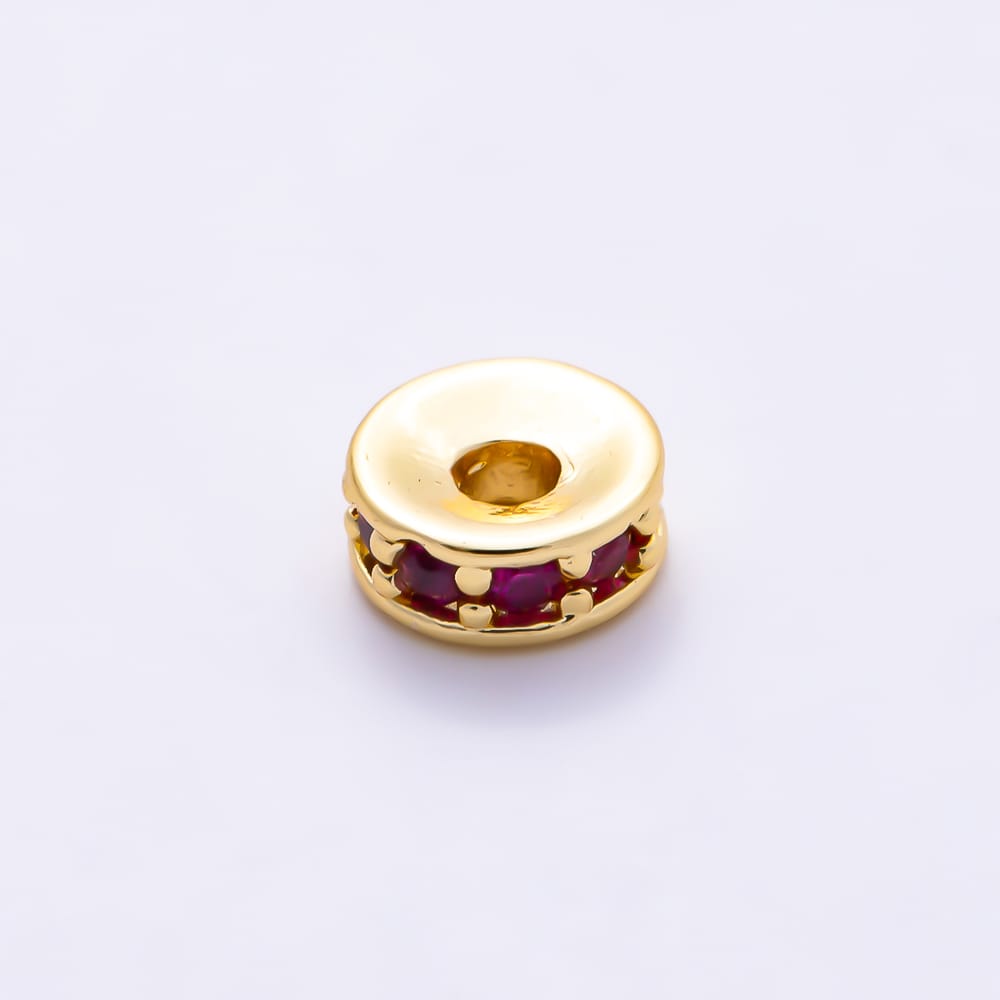 16K Gold Filled 5mm Colorful CZ Rondelle Wheel Spacer Bead | Beads-00603 -Beads-00606