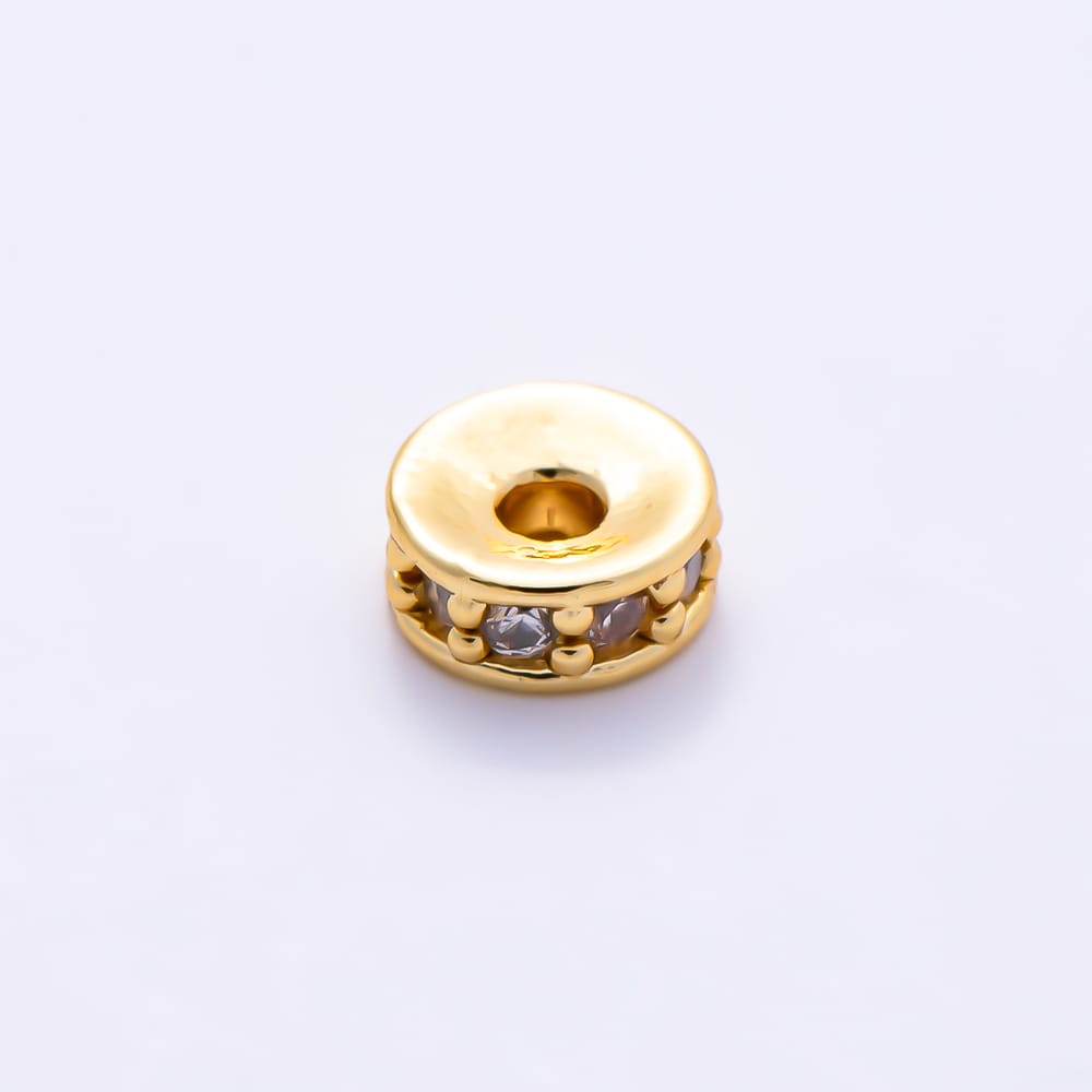 16K Gold Filled 5mm Colorful CZ Rondelle Wheel Spacer Bead | Beads-00603 -Beads-00606