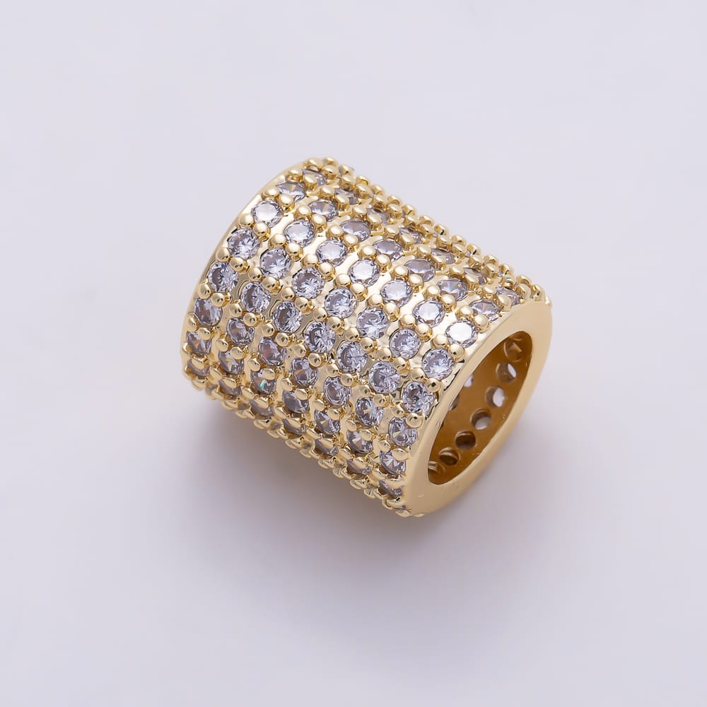 16K Gold Filled 10.5mm Micro Paved CZ Wide Eternity Band Bead | Beads-00615