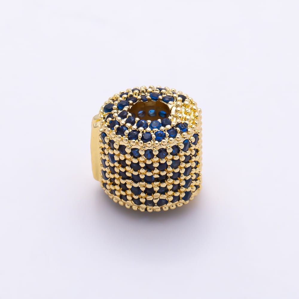 16K Gold Filled 10mm Micro Paved CZ Multi Color Barrel Spacer Bead | Beads-00621 - Beads-00624