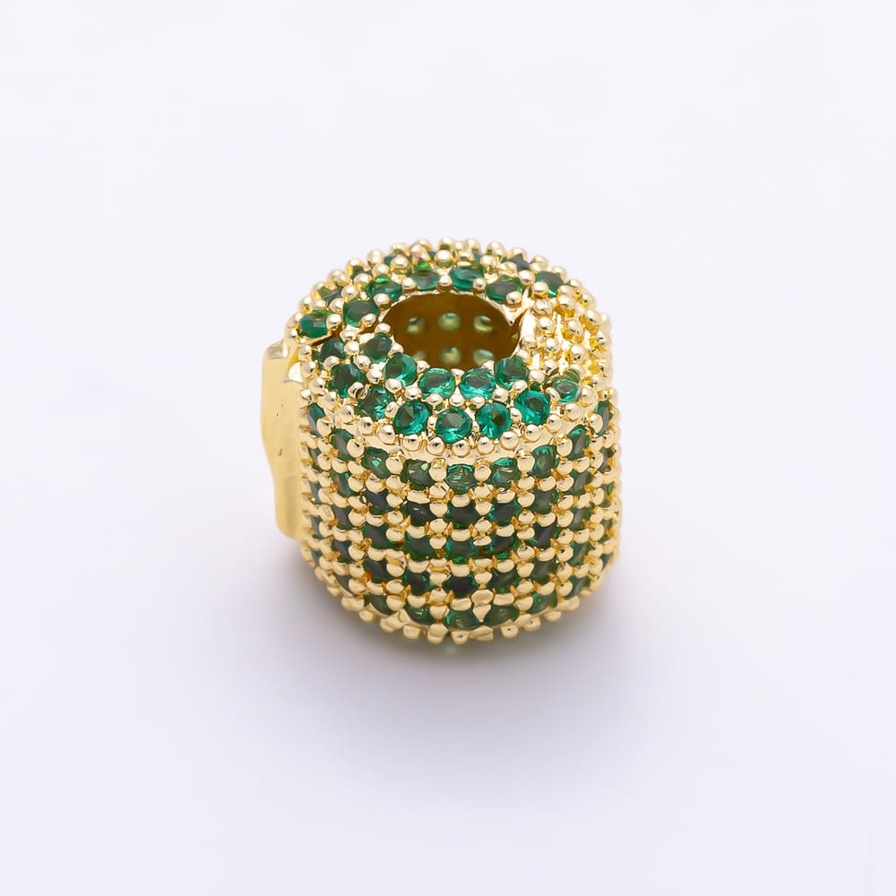 16K Gold Filled 10mm Micro Paved CZ Multi Color Barrel Spacer Bead | Beads-00621 - Beads-00624