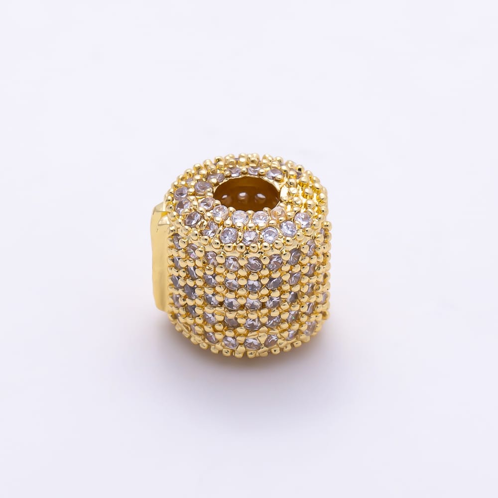 16K Gold Filled 10mm Micro Paved CZ Multi Color Barrel Spacer Bead | Beads-00621 - Beads-00624