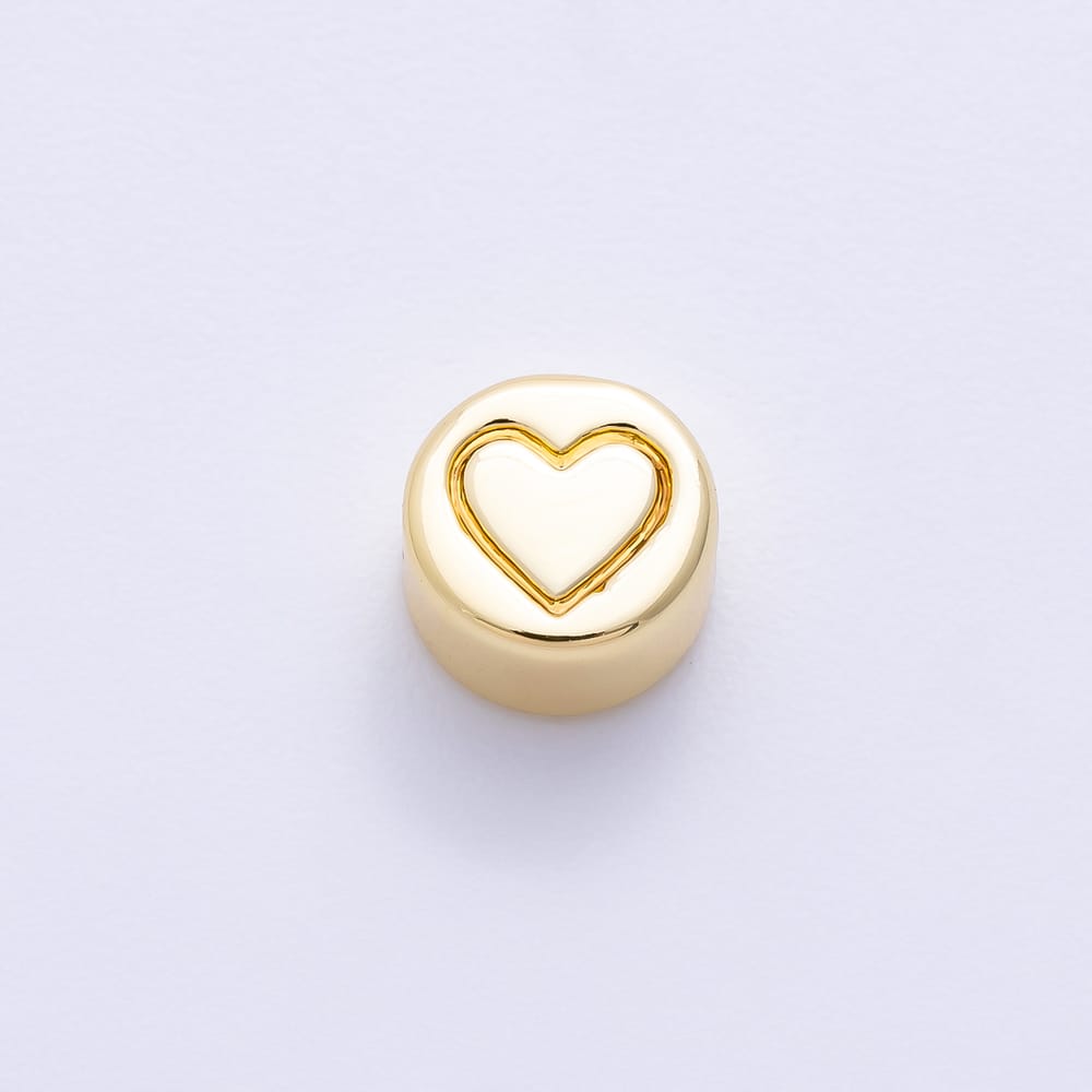 16K Gold Filled 7mm Minimalist Engraved Heart Round Bead in Gold & Silver | Beads-00639 Beads-00640