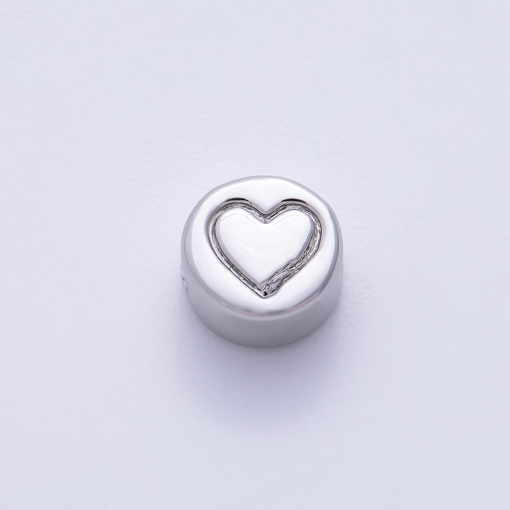 16K Gold Filled 7mm Minimalist Engraved Heart Round Bead in Gold & Silver | Beads-00639 Beads-00640