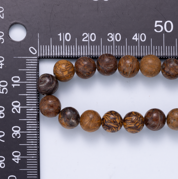 Wood Grain Jasper Round Gemstone Bead Strand Findings | WA-04748