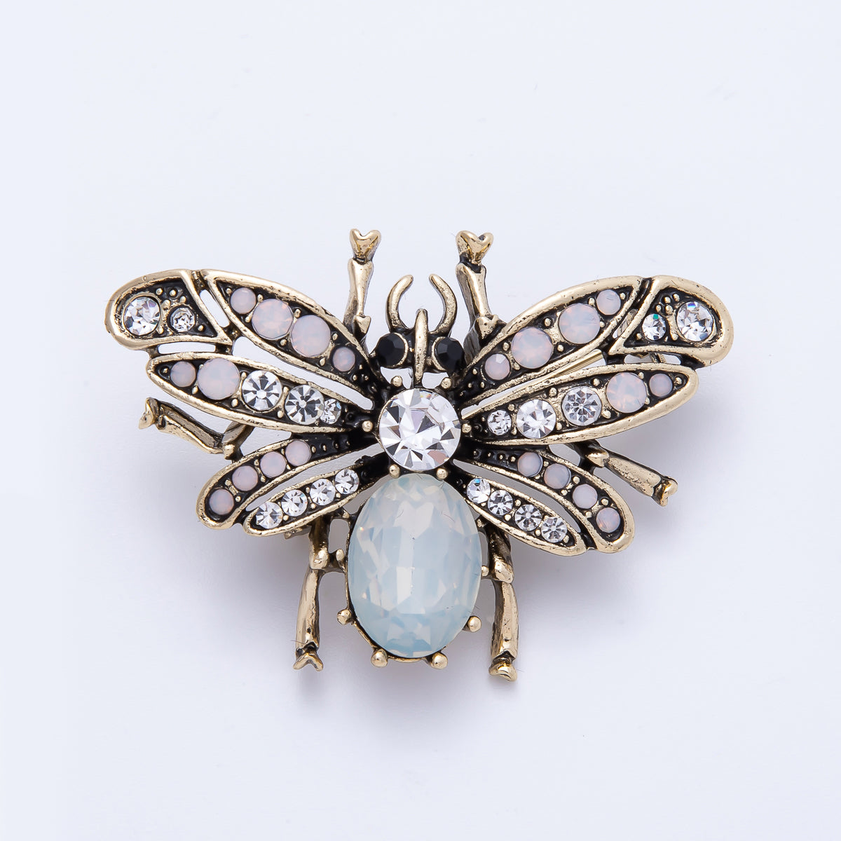 Vintage Silver 47.3mm x 33.5mm CZ Fly Insect Pin Brooch | BH-020