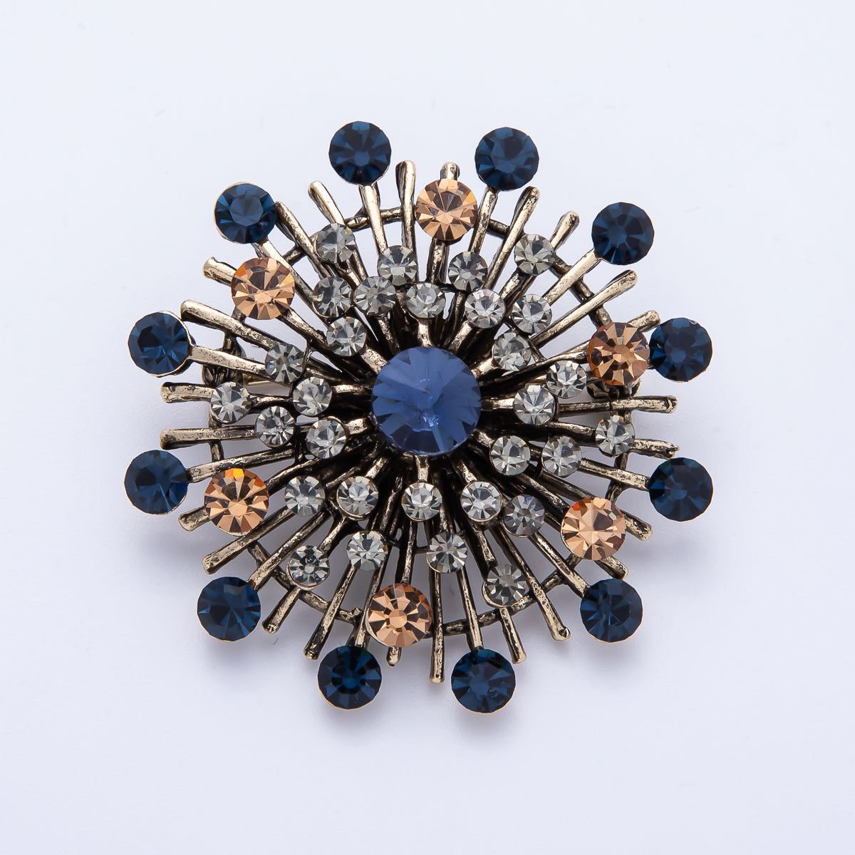 45mm Blue, Black Vintage Antique Sunburst Celestial Brooch Pin | BH025 BH026