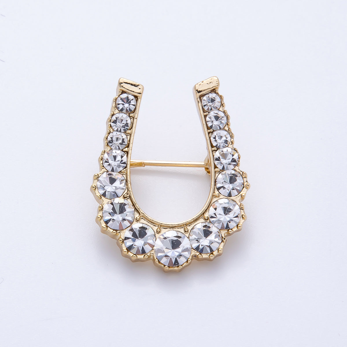 Gold Gradient Rhinestone Horseshoe Pin Brooch | BH-043