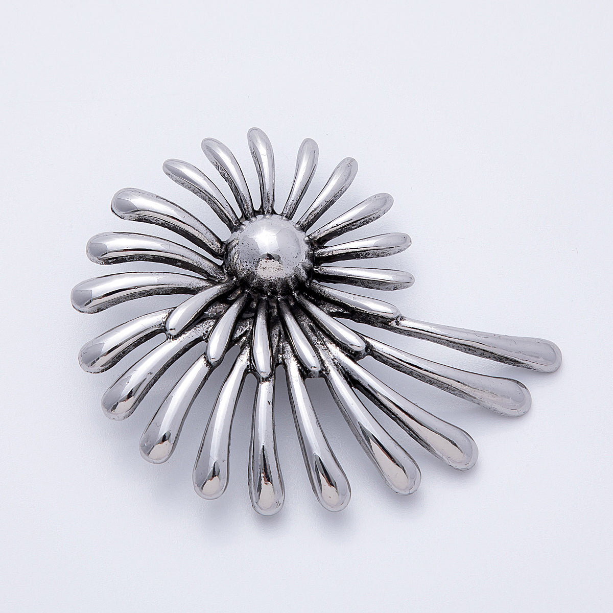 Silver 77.5mm x 64.3mm Geometric Circular Flower Pin Brooch | BH-096