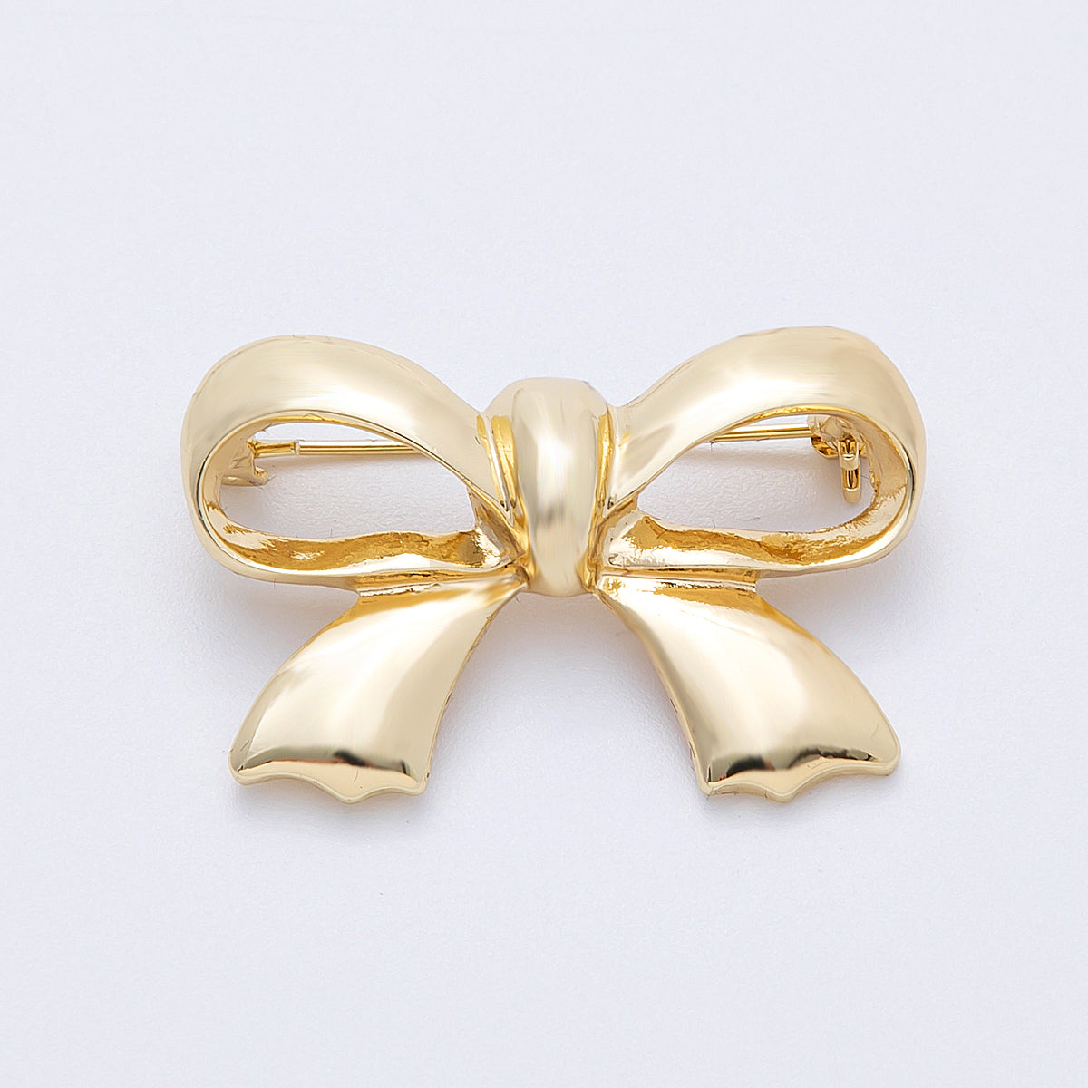 Gold 39mm x 25.7mm Minimalist Ribbon Bow Pin Brooch | BH-100