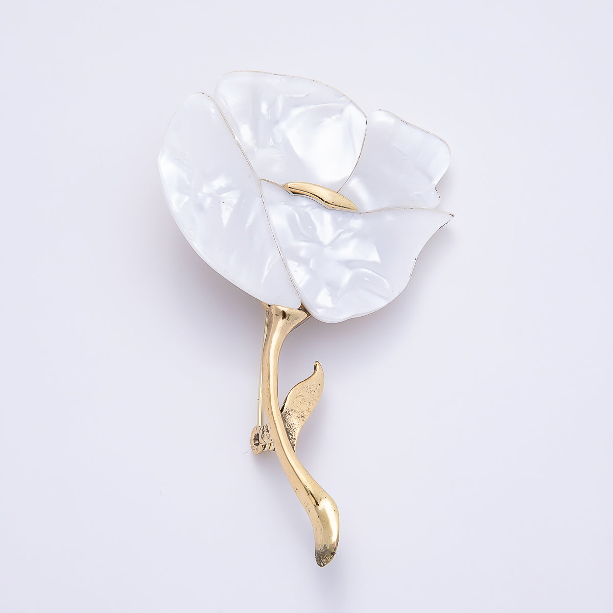 Vintage Gold 46mm Red, White Minimalist Resin Rose Flower Pin Brooch | BH-00174 BH-00175