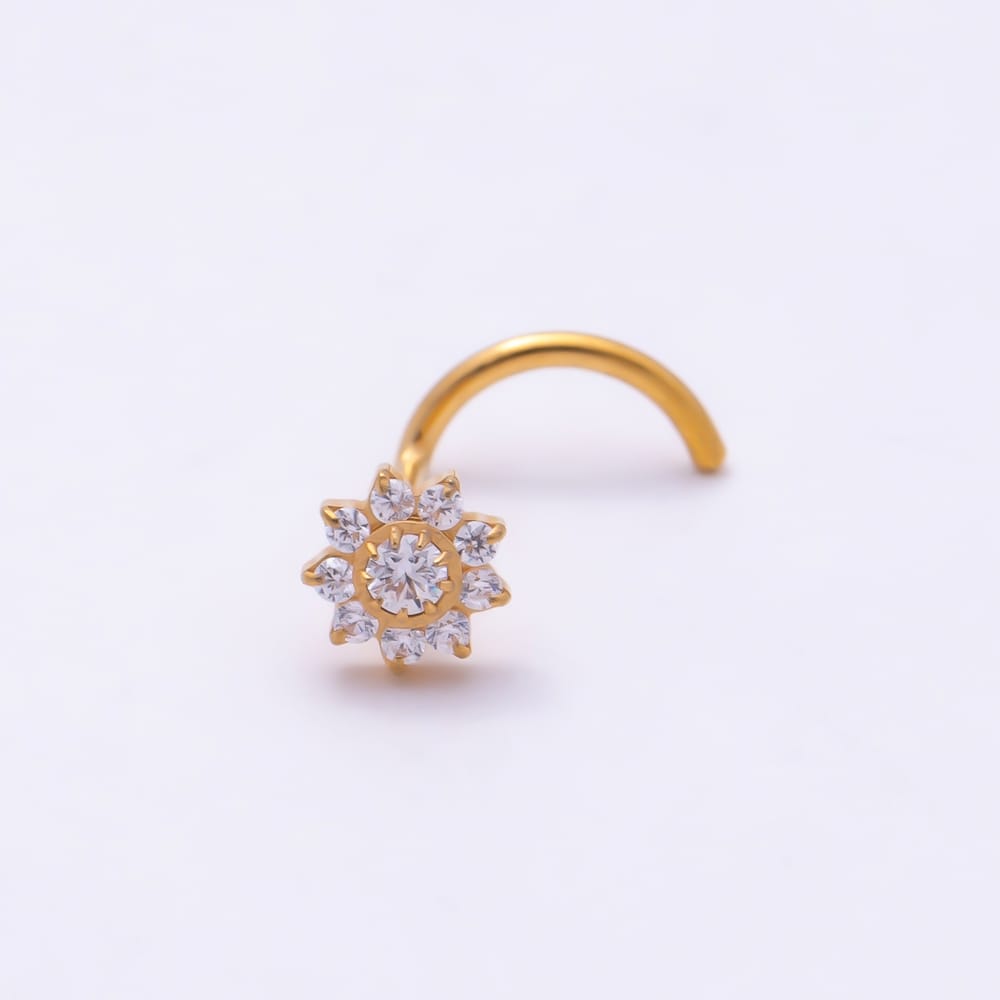 Titanium 4.8mm Clear CZ Flower Cartilage Nose Single Piercing Stud | BJ-00248
