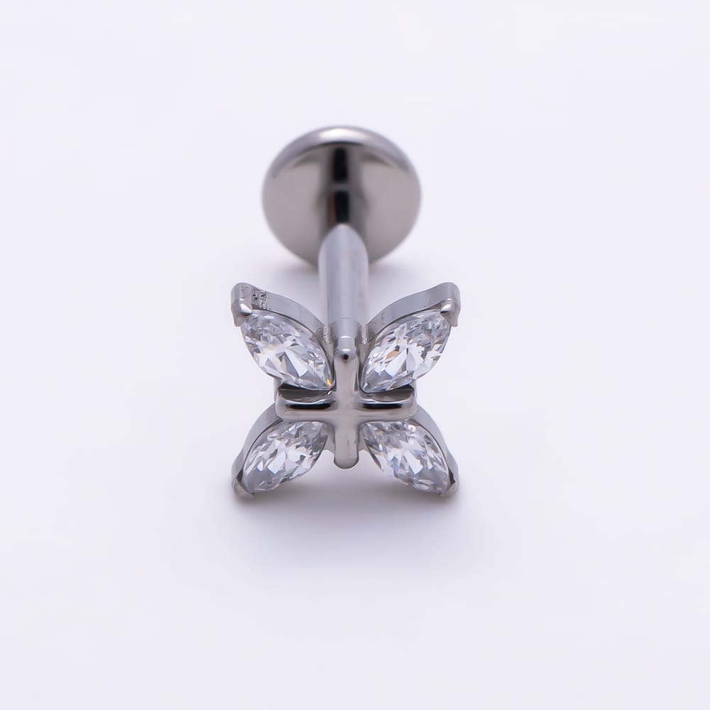 Titanium 5mm Marquise CZ Celestial Star Cartilage Piercing Flat Back Stud in Gold & Silver | BJ-00261 BJ-00262
