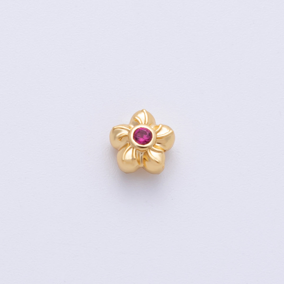 14k Gold Filled 6mm Fuchsia, Clear, And Green Round CZ Flower Textured Spacer Beads | Beads 200005-200006