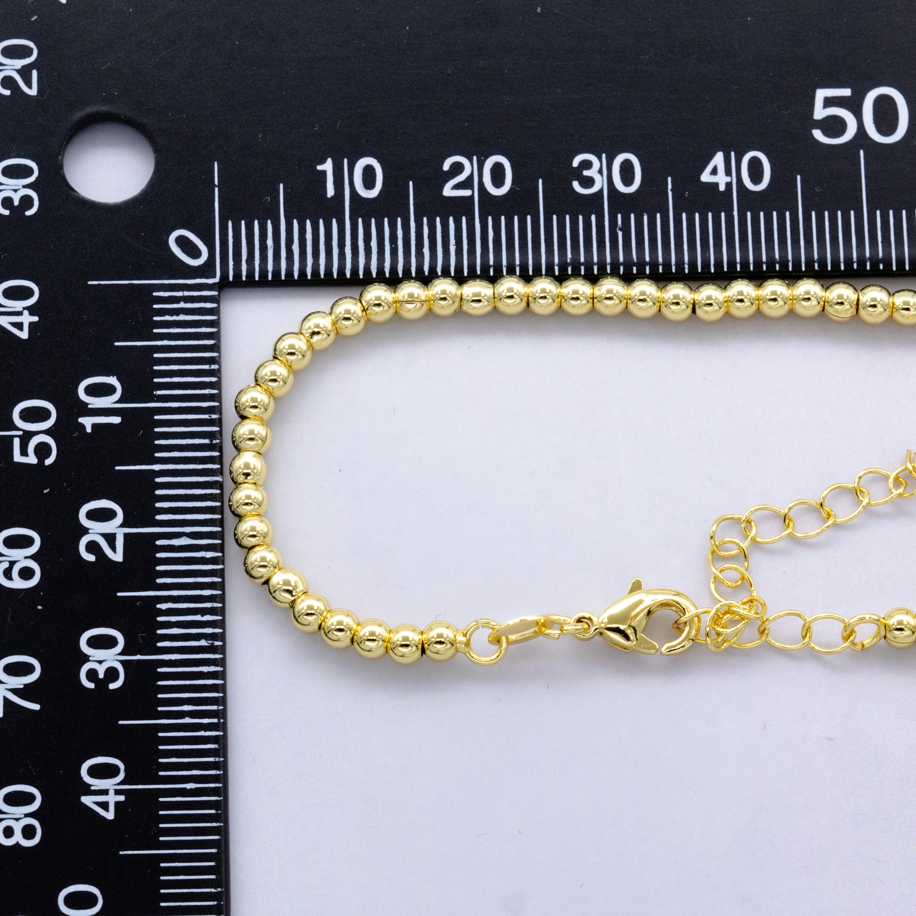 24K Gold Filled 3mm Bead Ball 17.5 Inch Chain Necklace | WA-A2739