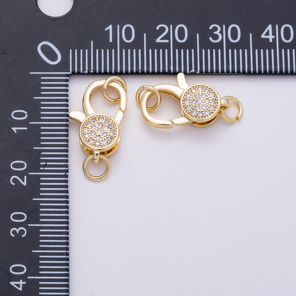 16K Gold Filled 17mm Colorful Micro Paved CZ Round Disk Swivel Lobster Clasp | Findings-00542 - Findings-00547