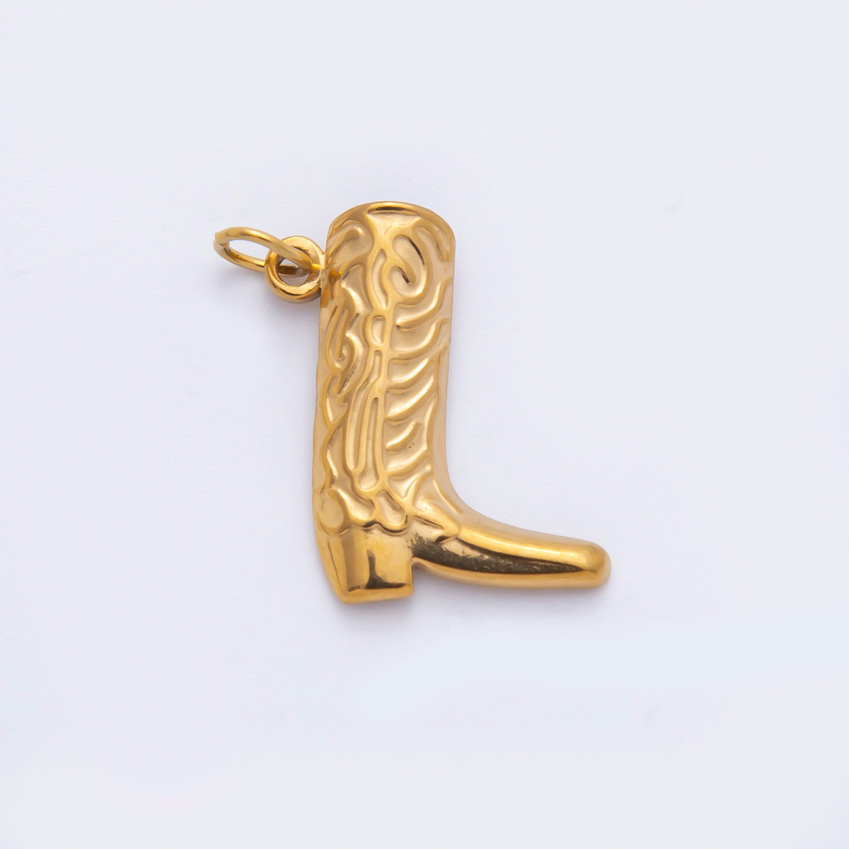 Stainless Steel 20mm Geometric Artisan Texas Cowboy Boots Charm | C-070