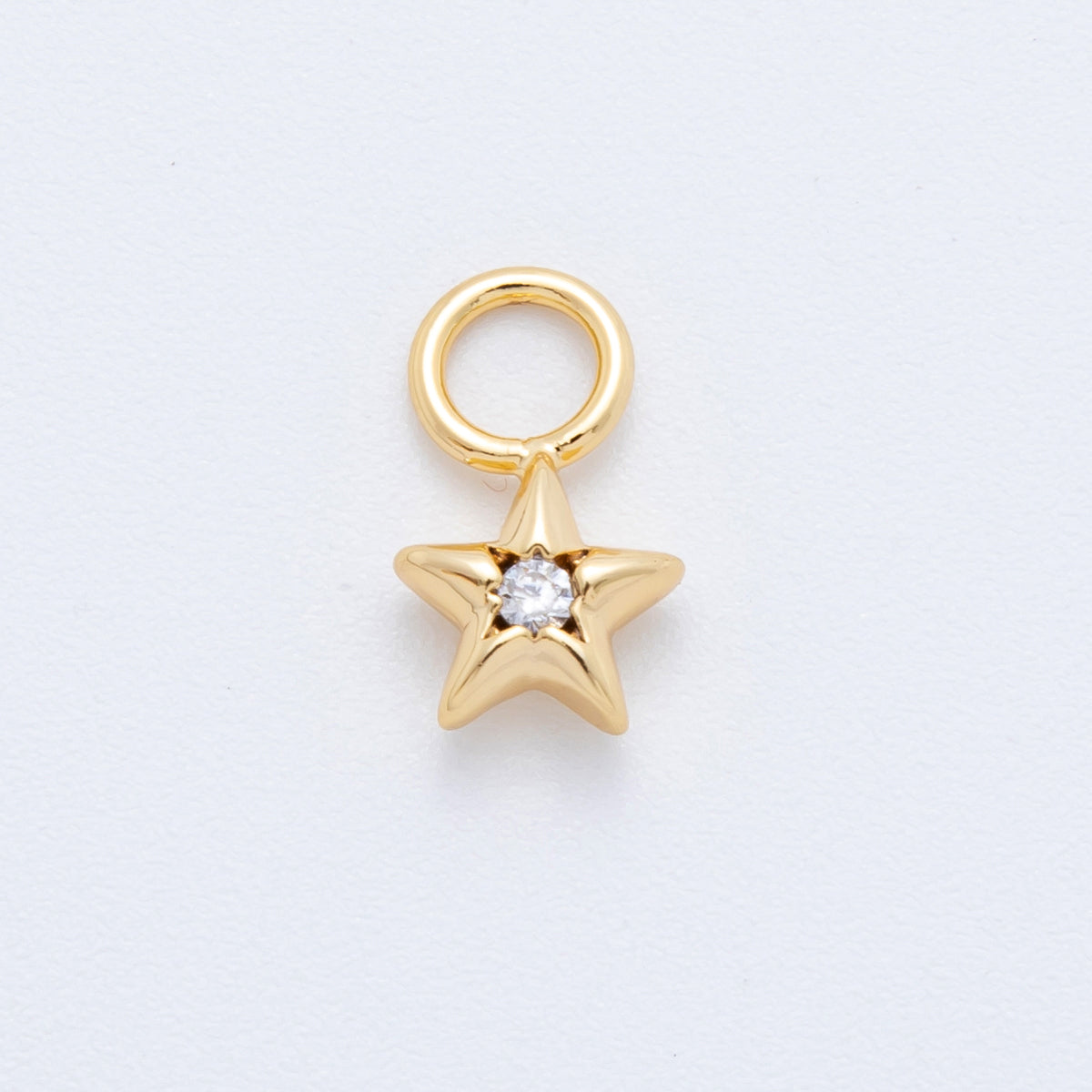 18K Gold Filled Round CZ Celestial Mini Star Add-On Drop Earring Charm | C393