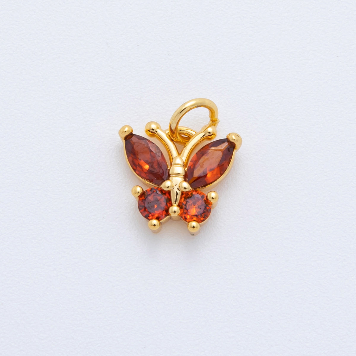 18K Gold Filled 13.5mm Purple, Red CZ Butterfly Insect Mini Charm | C538