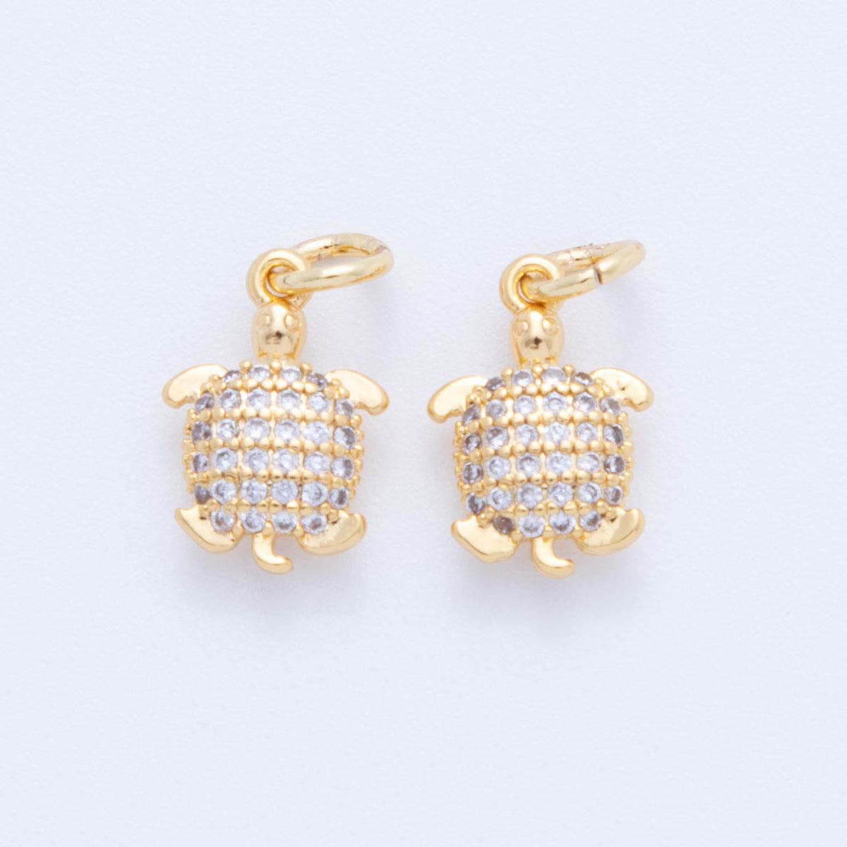18K Gold Filled 15mm Micro Paved CZ Sea Turtle Tortoise Charm | C541