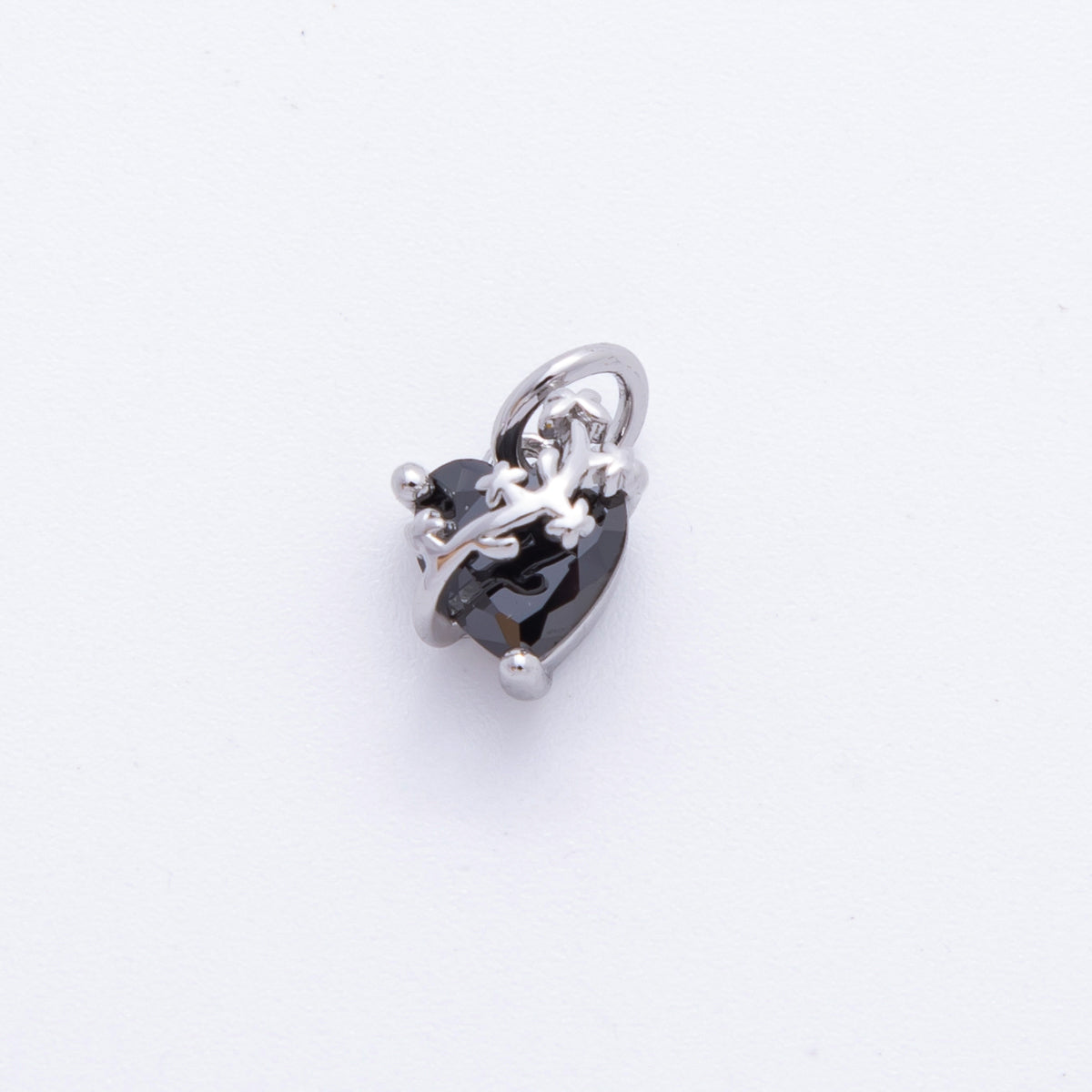 18K Gold Filled 11mm Pink & Black Heart-Shaped CZ Vine Wrapped Charm in Gold & Silver | C636 C637