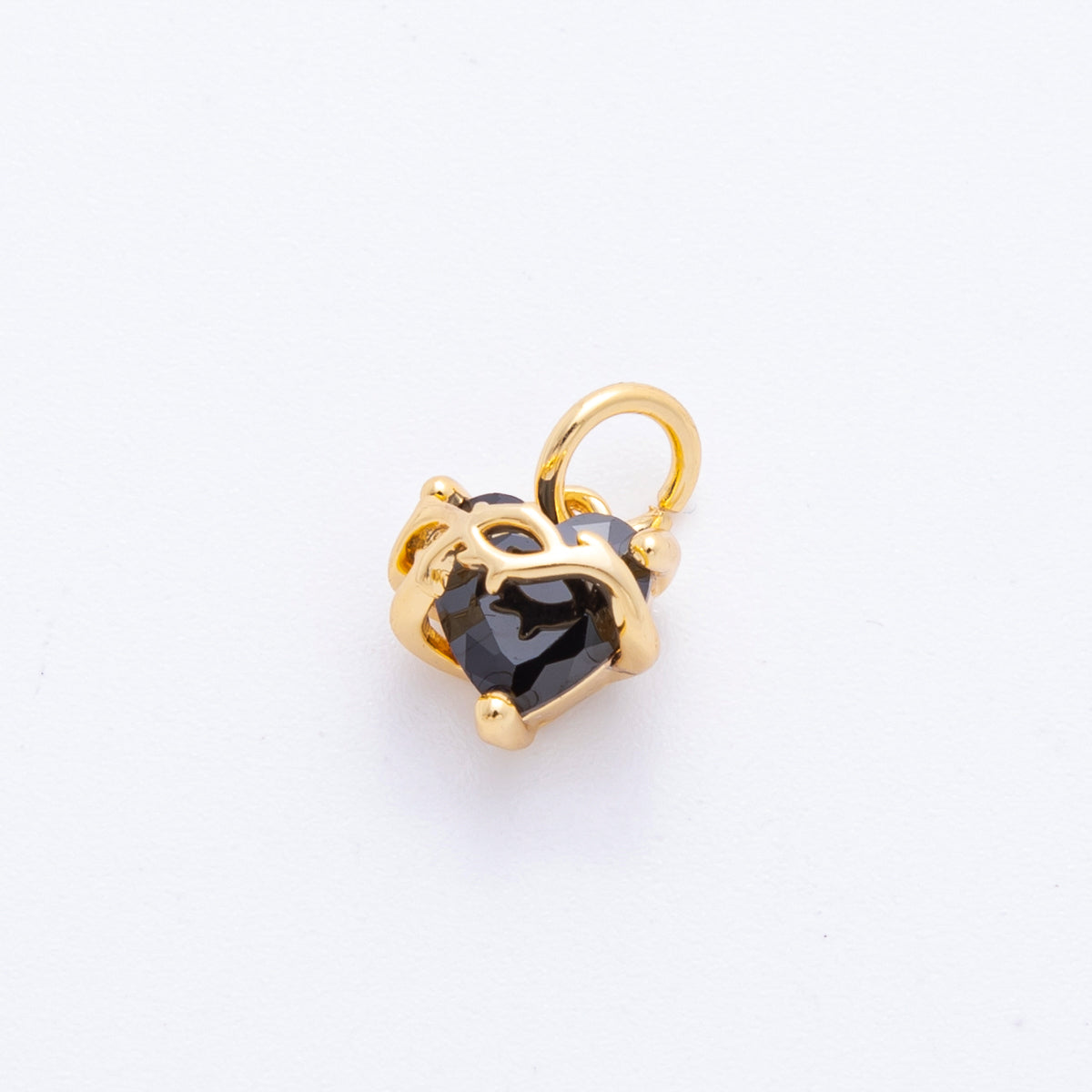 18K Gold Filled 12mm Black Heart-Shaped CZ Twisted in Vine Charm in Gold & Silver | C707