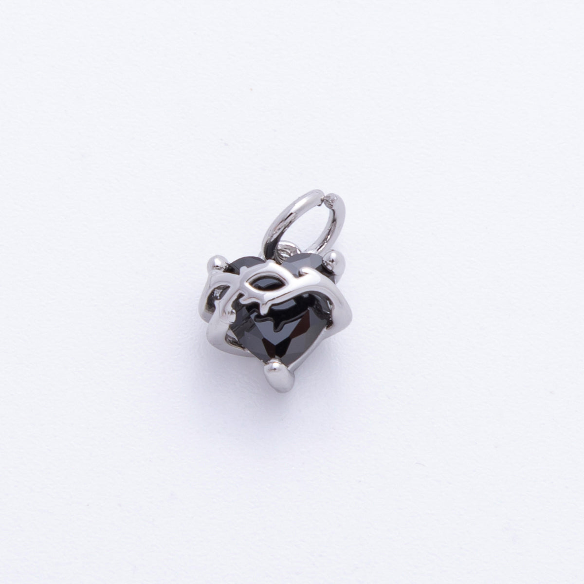18K Gold Filled 12mm Black Heart-Shaped CZ Twisted in Vine Charm in Gold & Silver | C707