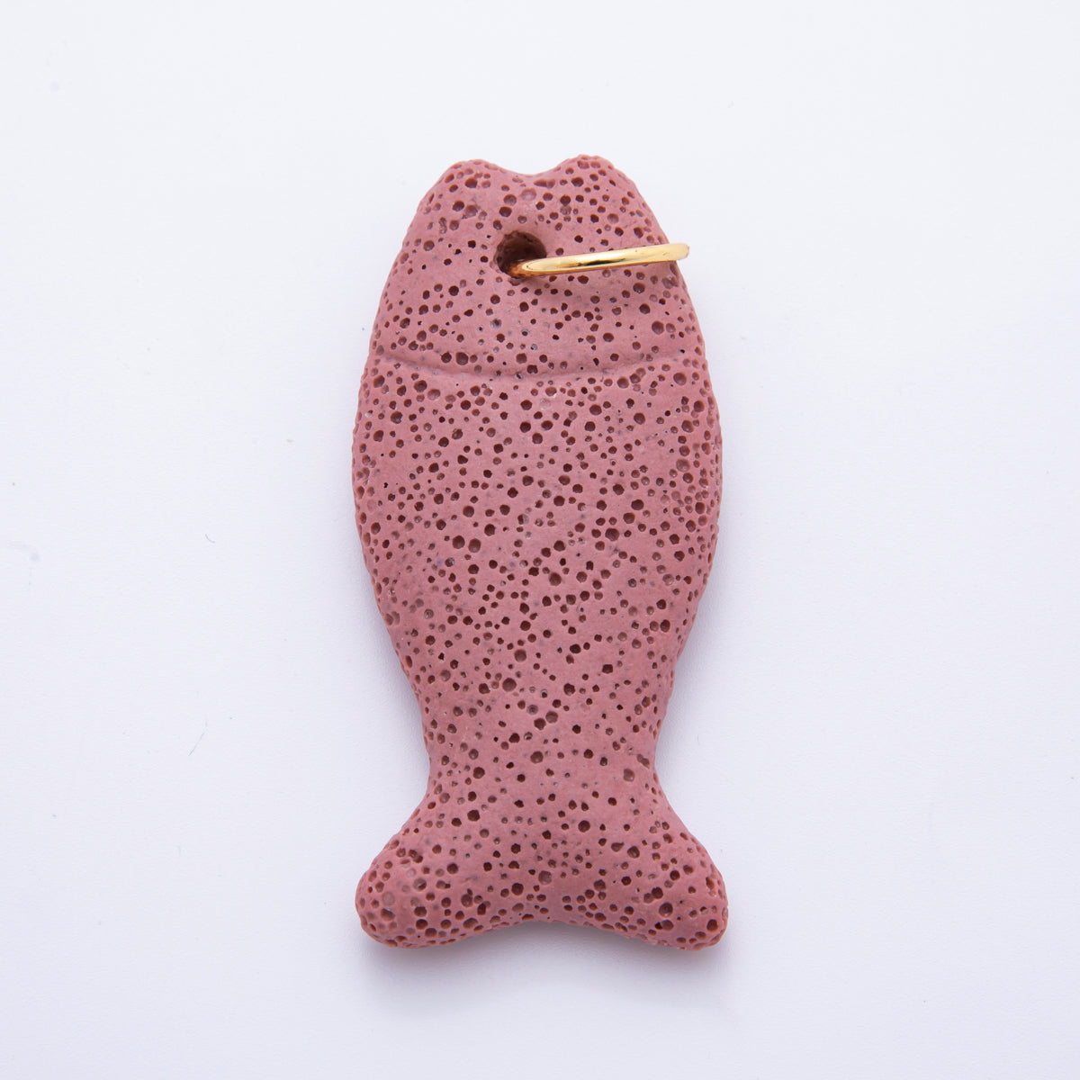 18K Gold Filled 19mm Green, Blue, Purple, Pink Textured Lava Stone Fish Charm | C724 C727 C730