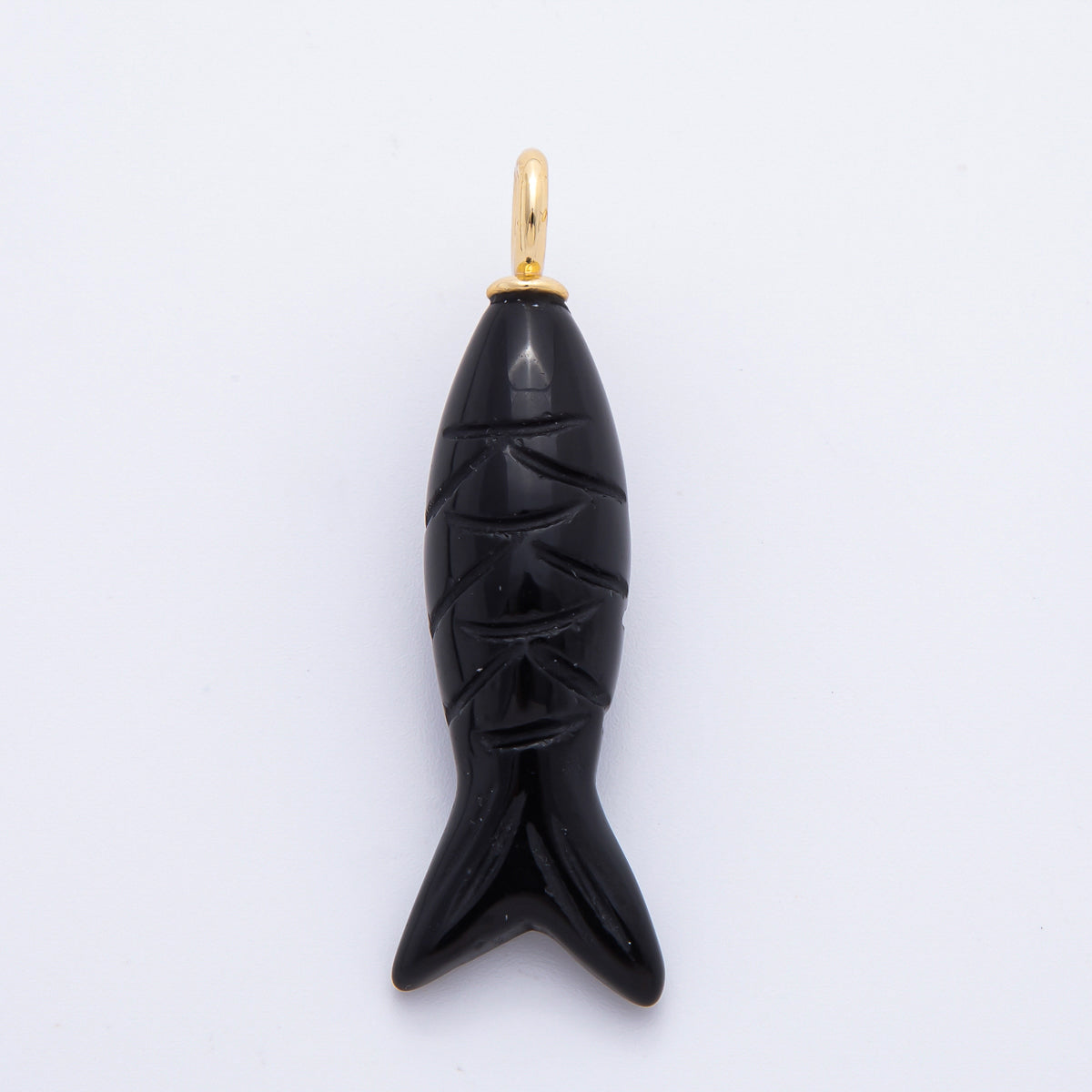 18K Gold Filled 48mm Quartz, Agate, & Tiger Eye Gemstone Sardine Fish Charm | C919 C923 C932 E008