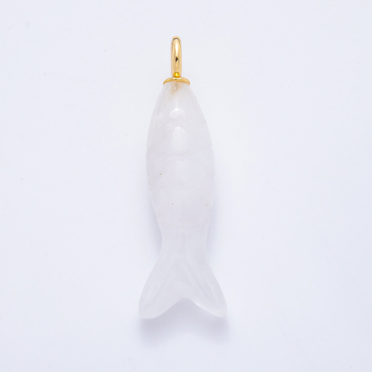 18K Gold Filled 48mm Quartz, Agate, & Tiger Eye Gemstone Sardine Fish Charm | C919 C923 C932 E008
