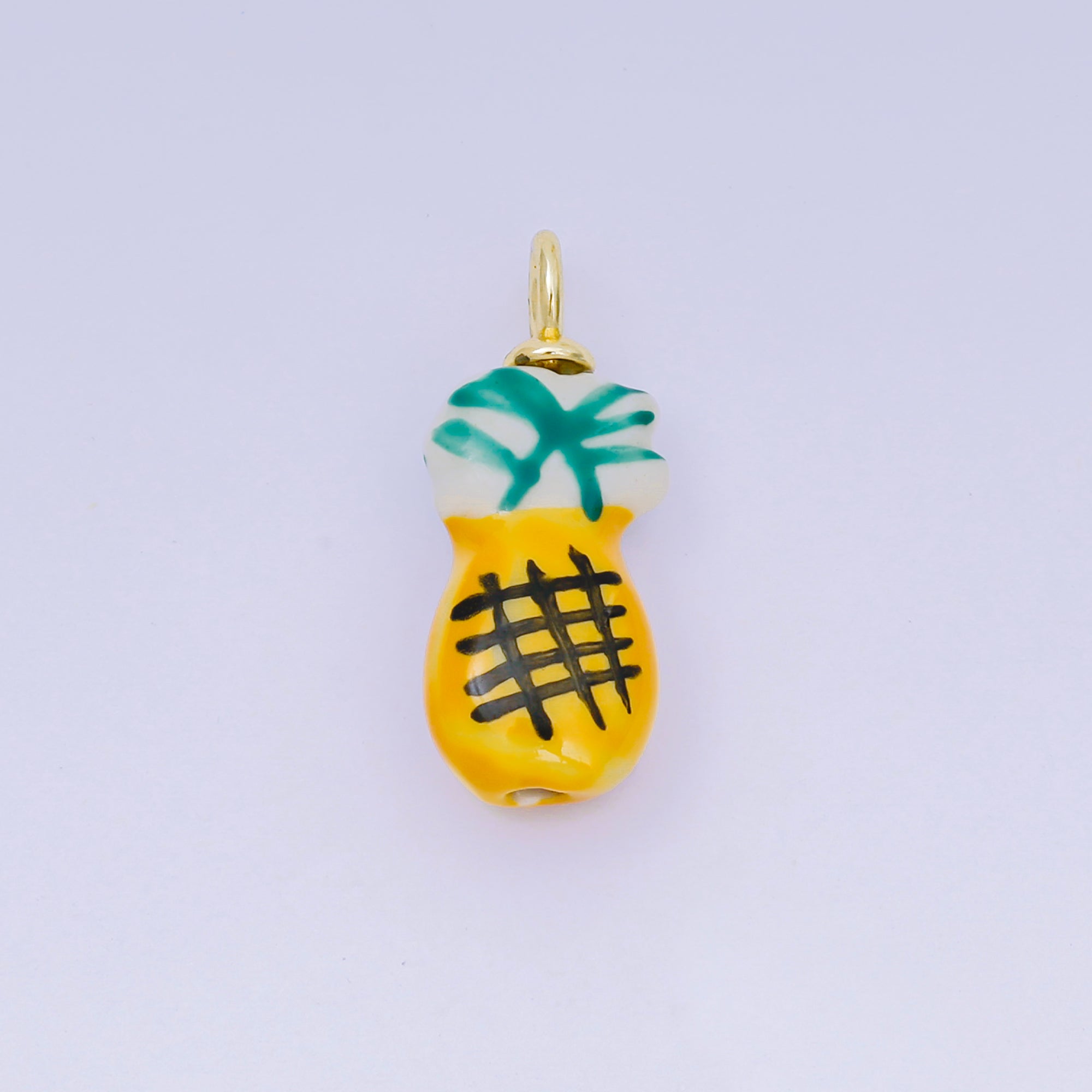 24K Gold Filled 29mm Pineapple Ceramic Drop Pendant | C668