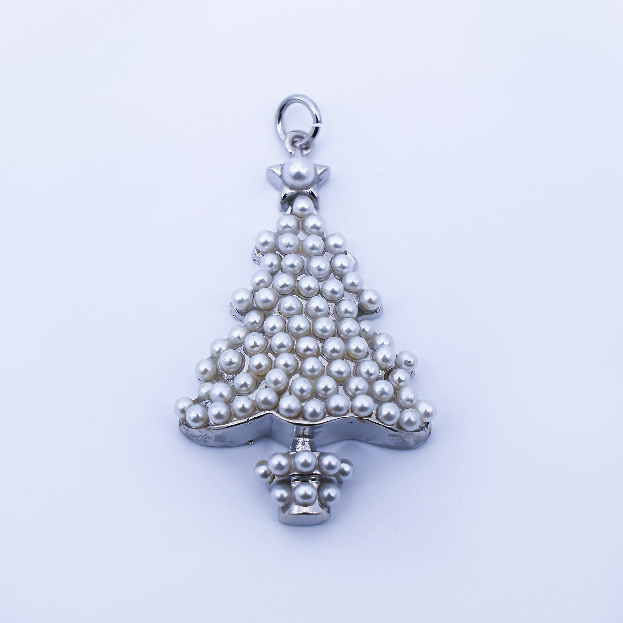 24K Gold Filled Shell Pearl Christmas Tree Charm in Gold & Silver | C813