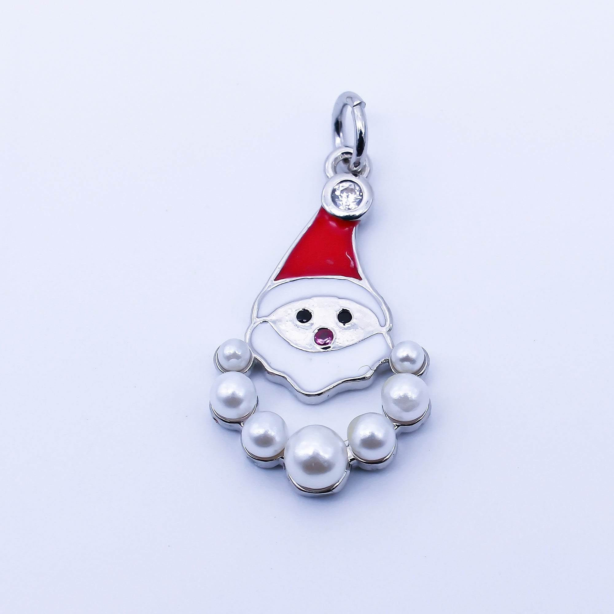 24K Gold Filled Shell Pearl Enamel Santa Claus Charm in Gold & Silver | C939