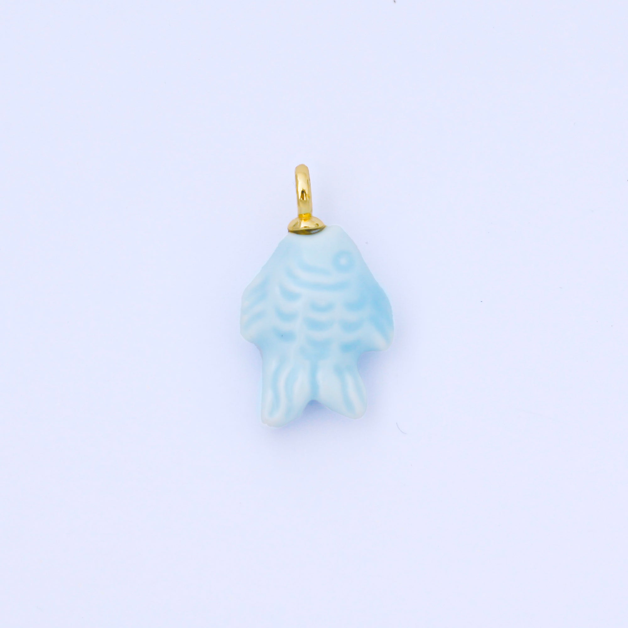 24K Gold Filled 25mm Orange, Red, Yellow, Blue, Green, Teal Fish Ceramic Porcelain Drop Charm | C960 - C963