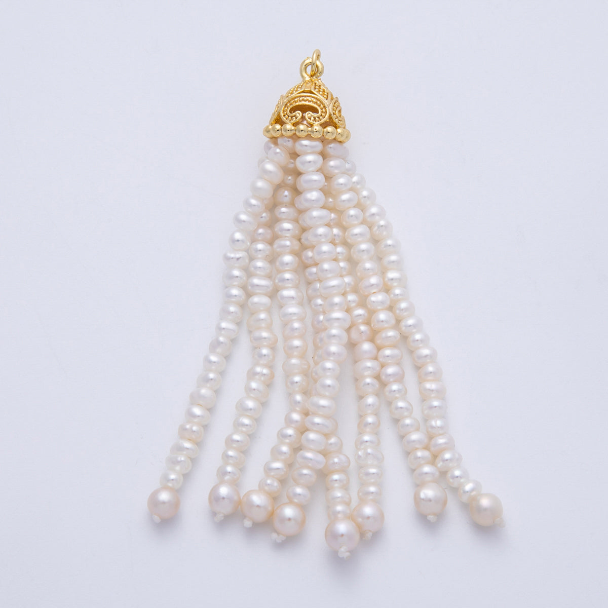 18K Gold Filled 65mm White Button Freshwater Pearl Multiple Strand Charm | Charms-00048