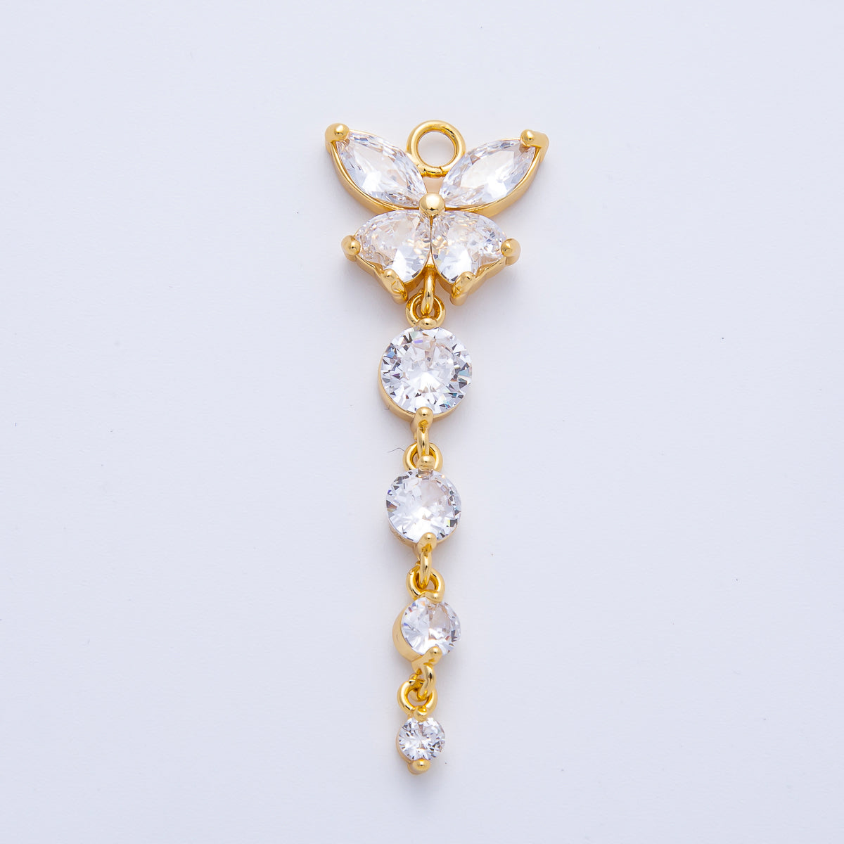 18K Gold Filled 45mm Clear CZ Butterfly Lariat Drop Charm | Charms-00054