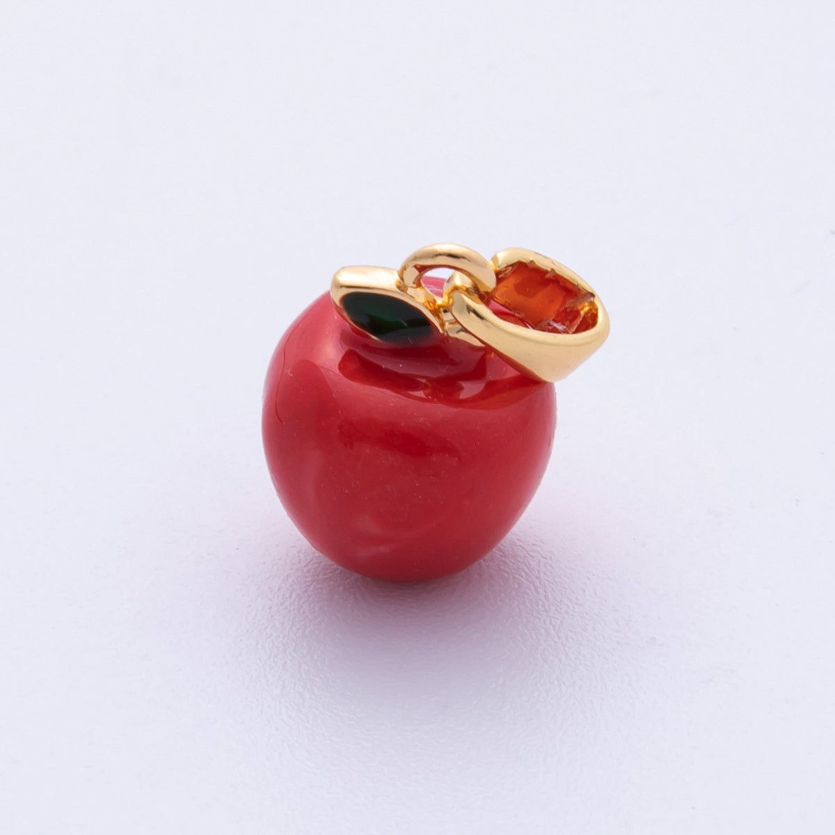 18K Gold Filled 13.5mm Red Apple Fruit 3D Multidimensional Pendant | Charms-00115