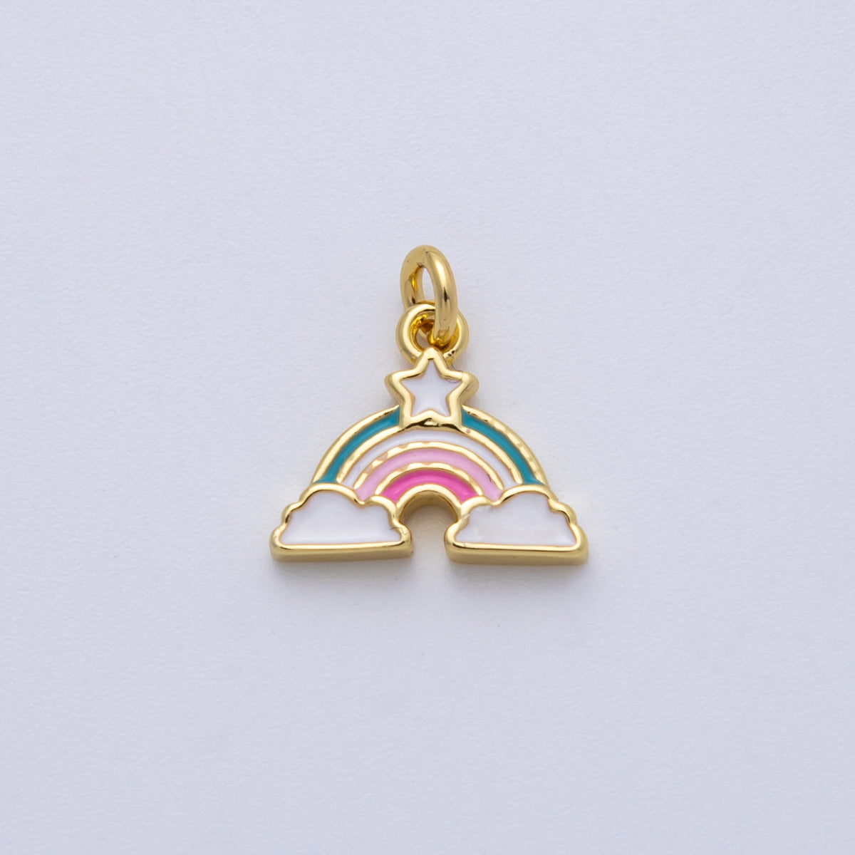 18K Gold Filled 12mm Mini Rainbow Pastel and Star Dreamy Sky Enamel Charm | CHARMS-00144