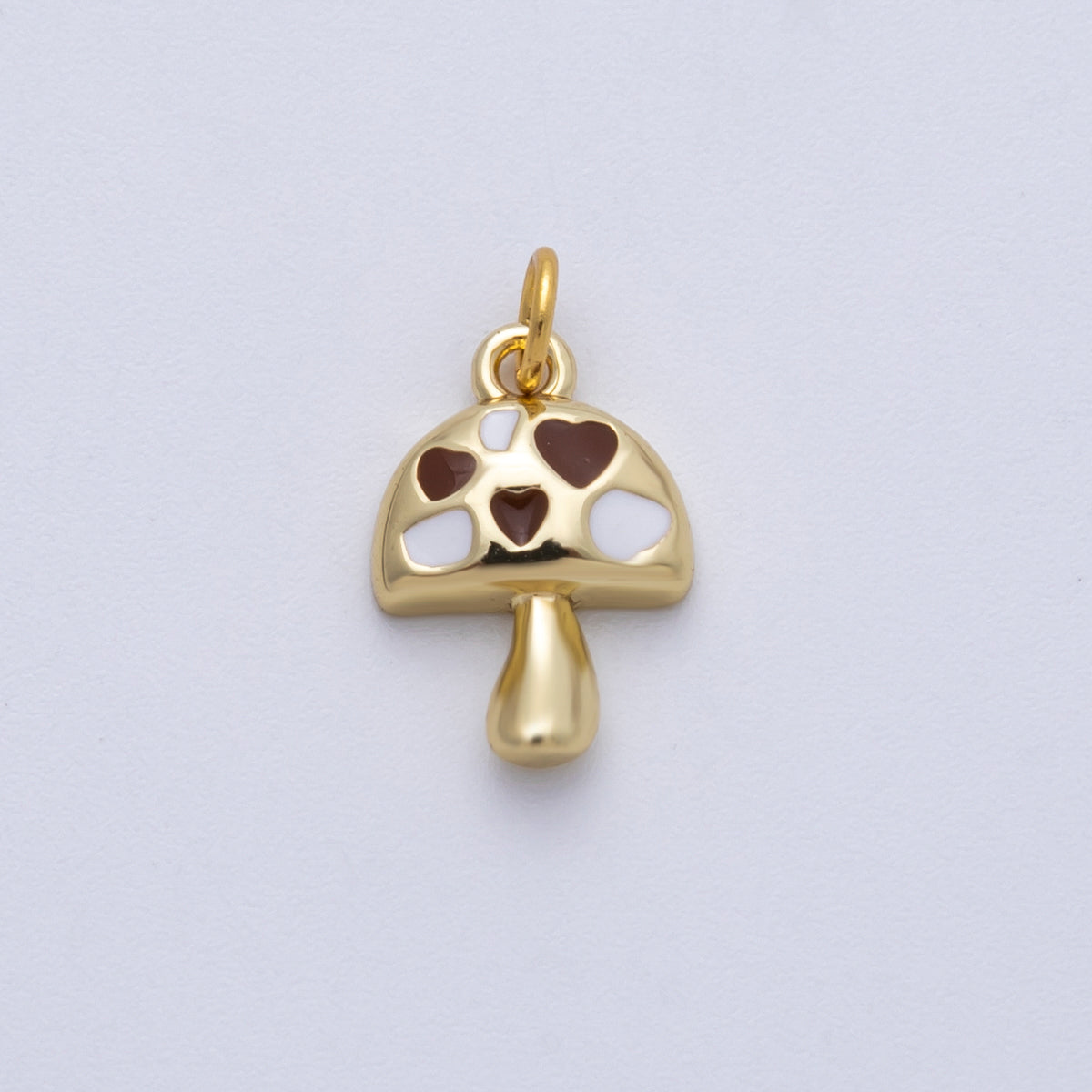 16K Gold Filled 13mm Red, Brown Enamel Mushroom Charm | Charms-00168 Charms-00169