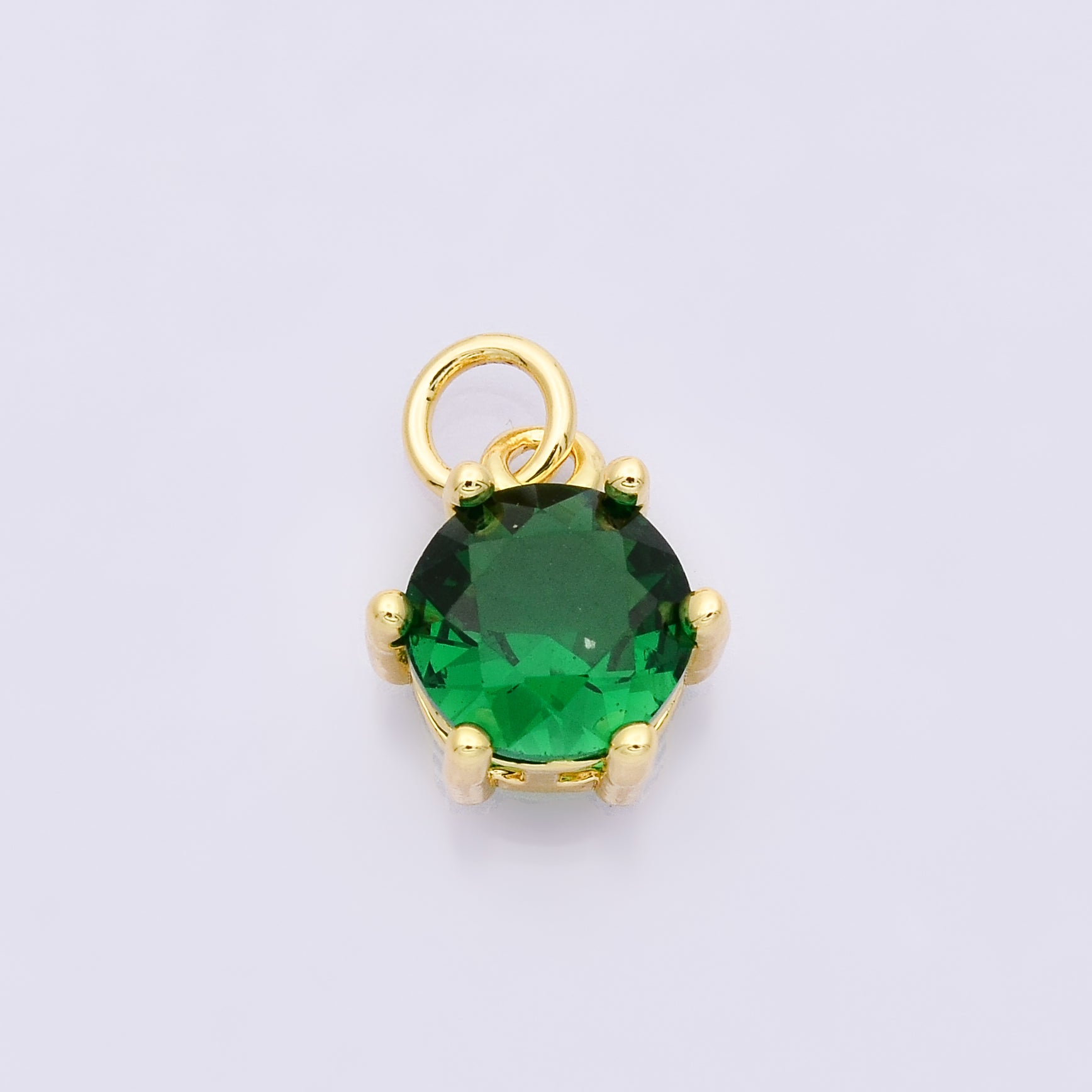 24K Gold Filled 12mm CZ Round Hexagon Prongs Personalized Charm | Charms-00173 ~ Charms-00182