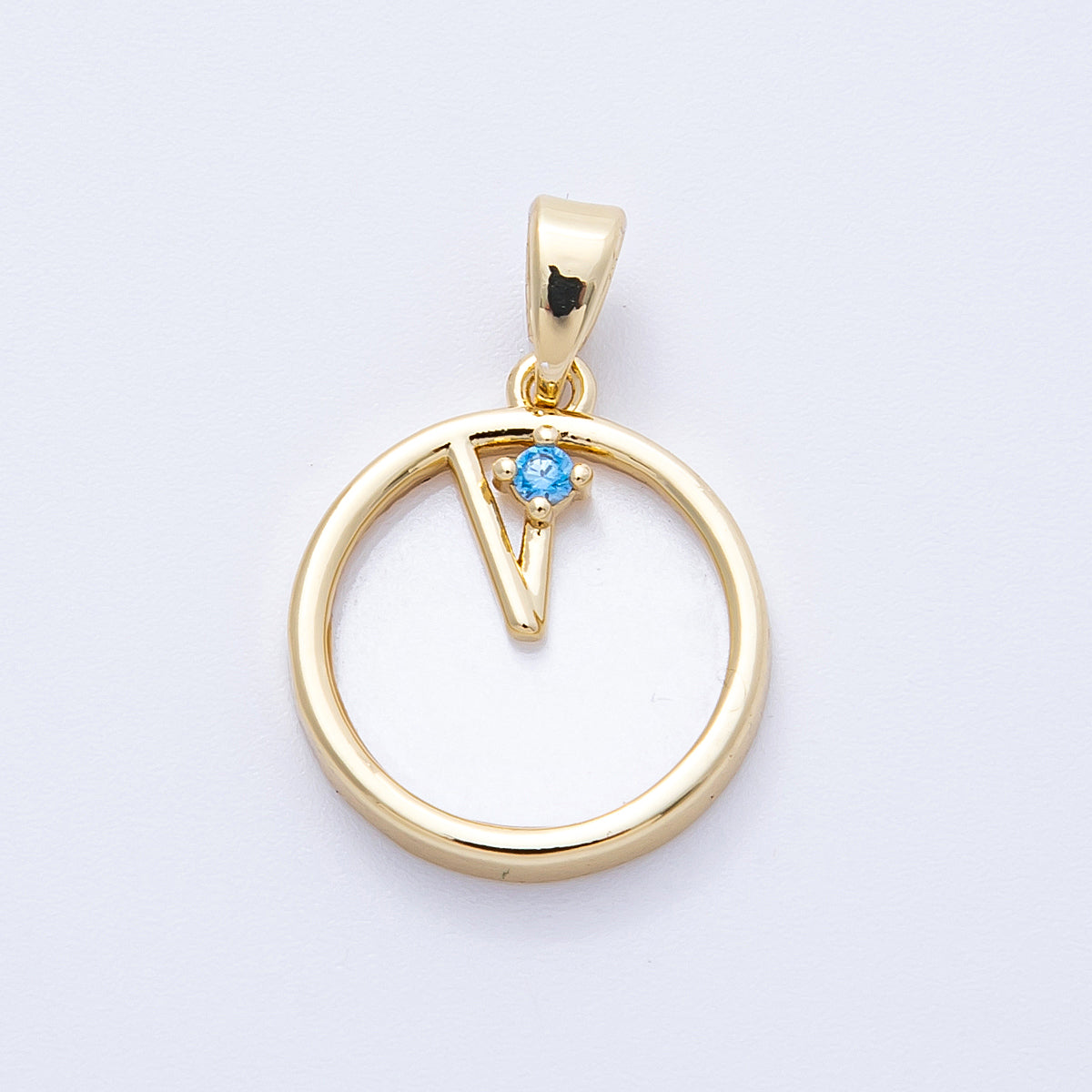 16K Gold Filled 17mm Blue CZ Shell Pearl Round Pendant in Gold & Silver | Charms-00184 - Charms-00185