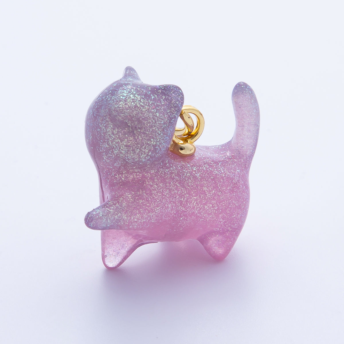 18K Gold Filled 27mm Colorful Glitter Kitty Cat Animal Resin Charm | CHARMS-00193 - CHARMS-00204