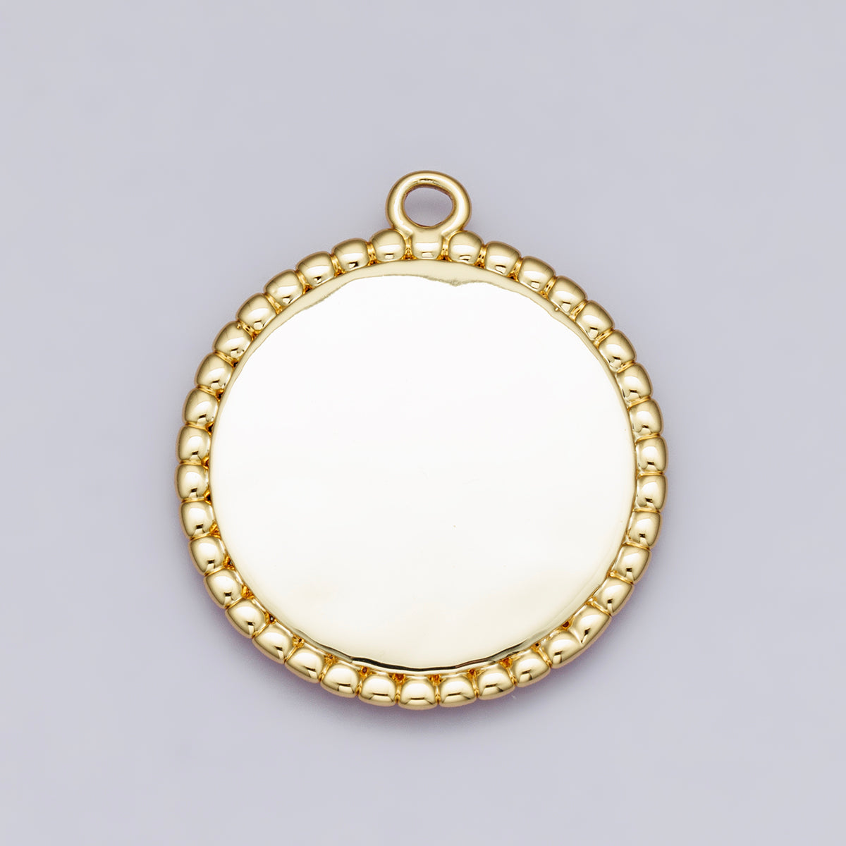 18K Gold Filled 33mm Minimalist Croissant Round Charm | Charms-00208